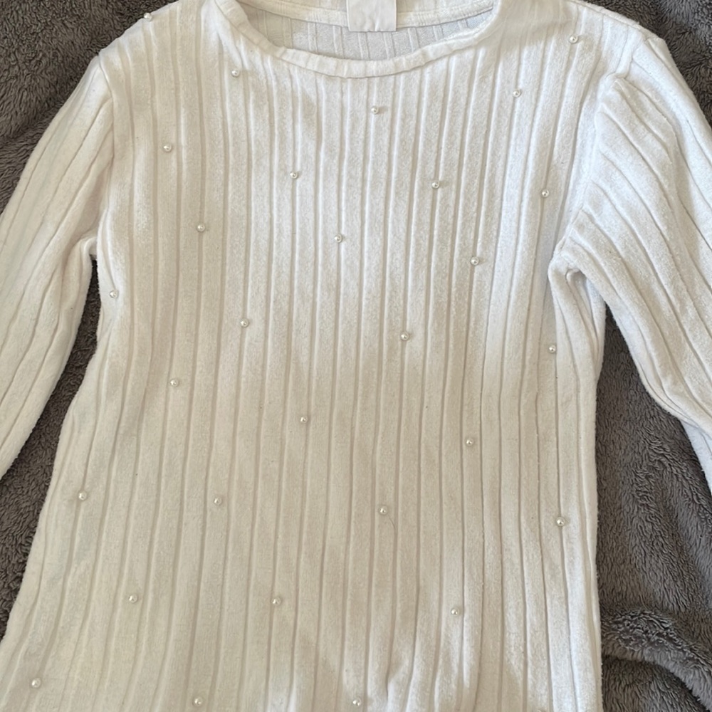 Zara Pearl White Long Sleeve